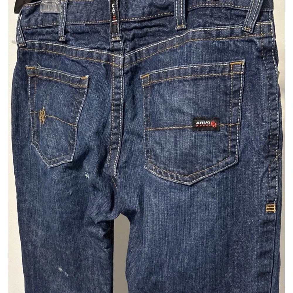 Ariat FR M5 Straight Leg Mens CAT2 2112 Denim Jeans 33x26 Distressed Workwear